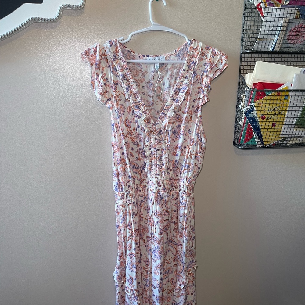 Jessica Simpson Pink Floral Ruffled Midi Dress